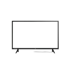 Naklejka premium Black Flat Screen Television With Blank White Screen on White Background