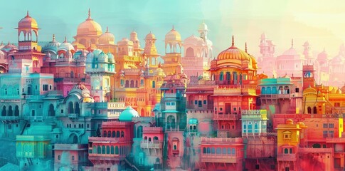 Colorful Indian Architecture Illustration