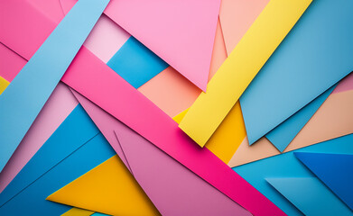 Obraz premium An abstract artwork with colorful geometric shapes in a 3D layered composition.