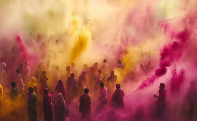 An explosion of colorful powder creating a vibrant and dynamic abstract cloud.