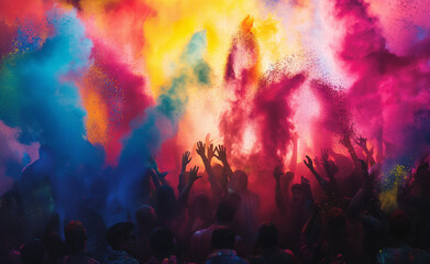 An explosion of colorful powder creating a vibrant and dynamic abstract cloud.
