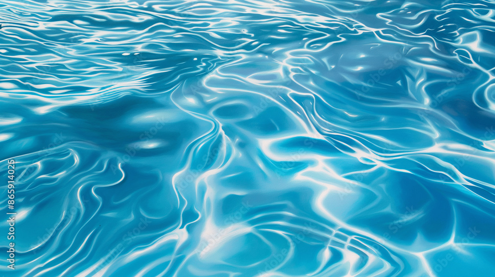 Poster rippling blue water with reflections of light creating abstract patterns.
