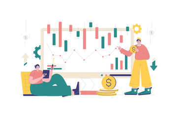 Investing Concept Flat Illustration Stock Market