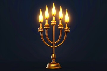 Fototapeta premium Five-Lit Menorah on Table