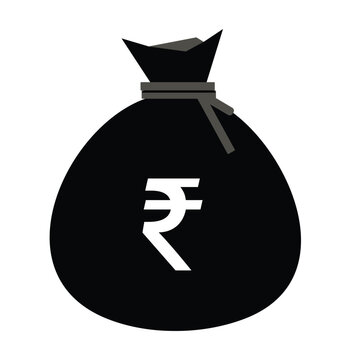 A rupee bag of black money isolated on white background