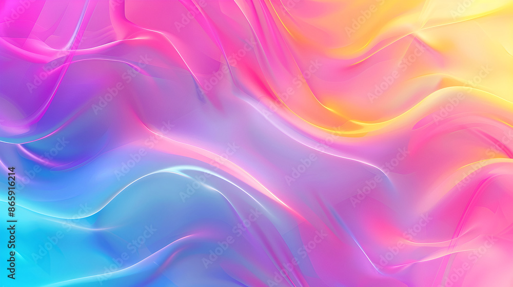 Poster abstract background with smooth lines in iridescent blue and purple colors,superb gradient 3d fluid 