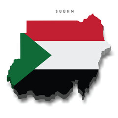Obraz premium Sudan 3d flag map on white background