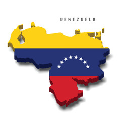 Venezuela 3d flag map on white background