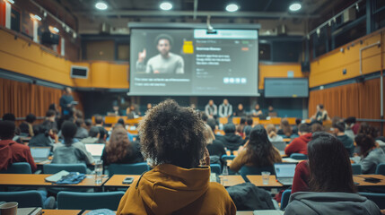 Fototapeta premium A large lecture hall filled with students attending a class or seminar.