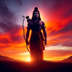 lord shri ram jee with sunset view