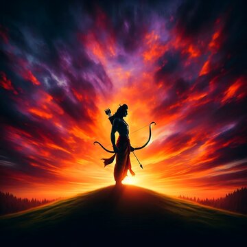 lord shri ram jee with sunset view