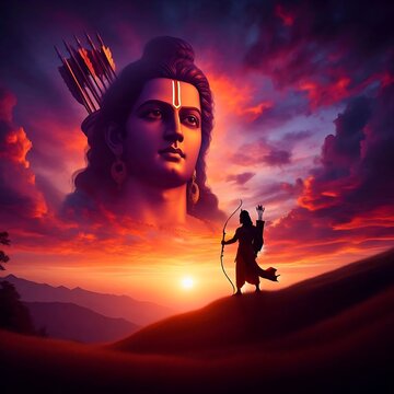 lord shri ram jee with sunset view