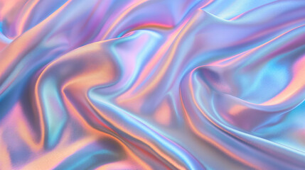 Smooth and flowing iridescent fabric with pastel colors.