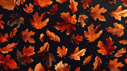 Fototapeta premium Fall foliage on a dark background