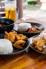 Top view of Indonesian cuisine on the table