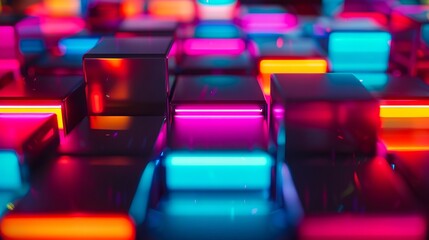 Obraz premium A colorful abstract background with many different colored lights.