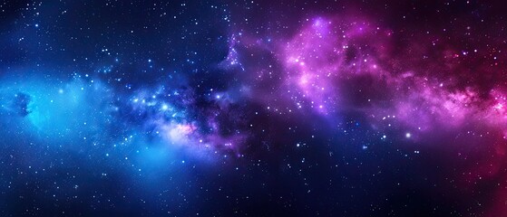 Fototapeta premium A breathtaking view of a colorful galaxy, featuring vibrant hues of blue and purple with sparkling stars scattered across the cosmic expanse.