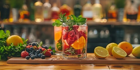 Innovative Mocktail Recipes Featuring Fresh Fruits and Herbs A Visual Guide. Concept Mocktail Recipes, Fresh Fruits, Herbs, Innovative, Visual Guide