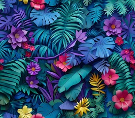 Colorful Paper Flower and Leaf Pattern