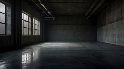 Empty cement texture wall background, Old factory with dark and empty room