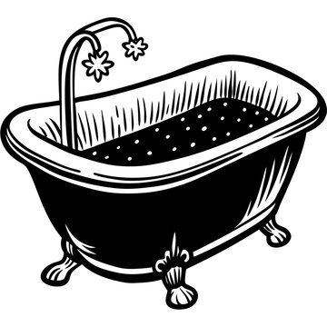 recommend clip art: bathtub  outline coloring book page line art illustration digital drawing