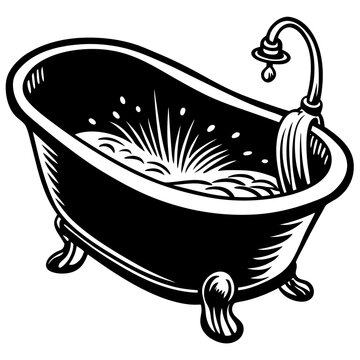 recommend clip art: bathtub  outline coloring book page line art illustration digital drawing