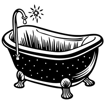 recommend clip art: bathtub  outline coloring book page line art illustration digital drawing