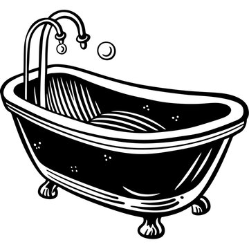 recommend clip art: bathtub  outline coloring book page line art illustration digital drawing