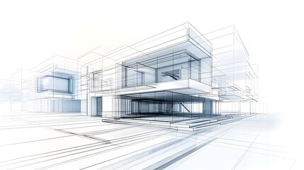 Obraz premium Minimalist Architectural Blueprint of House Component Manufacturing