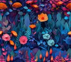 Vibrant Paper Art of Abstract Floral and Botanical Garden