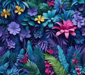 Paper Flower Arrangement Featuring Blue, Yellow, and Pink Blooms