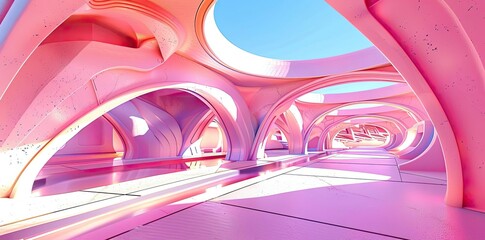 Fototapeta premium Pink Abstract Archway 3D Illustration