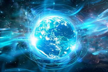 Artistic depiction of a radiant globe with glowing lines, symbolizing the brilliance of technological advancements