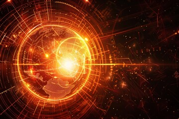 Artistic depiction of a radiant globe with glowing lines, symbolizing the brilliance of technological advancements