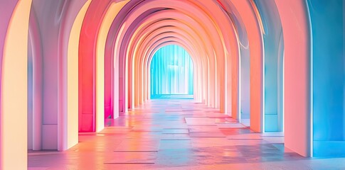 3D Illustration of an Archway with Pastel Colors