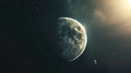 Naklejka premium Earth and Moon from Space View