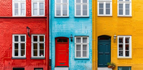 Fototapeta premium Colorful Houses with Windows and Doors Photo