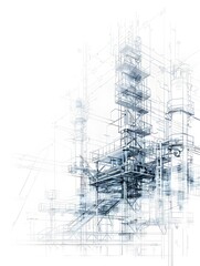 Minimalist Blueprint of Structural Tower Building Components