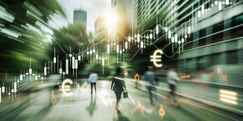 the ultimate abstract picture theme trading and its criminal activities, currency symbols, dollar, euro, yen, cryptocurrency symbol, stock chart, stock trading, banks, profits and losses abstract art 