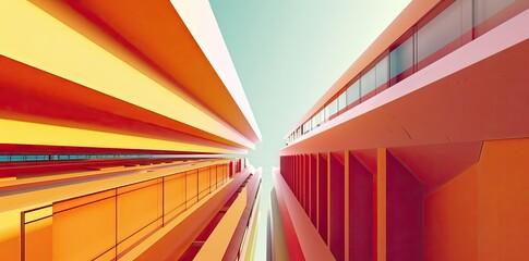 Orange and Red Abstract Architecture Illustration