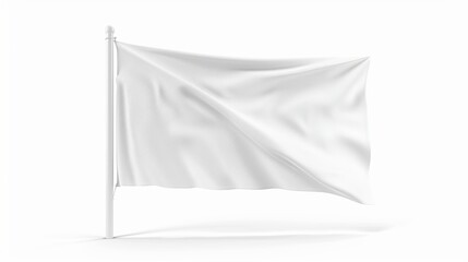 Naklejka premium A pristine white flag, free of any designs or emblems, stands isolated against a white background.
