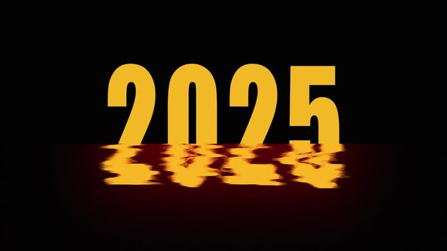 2025. New Year 2025, New Start motivation inspirational quote message on silhouette of winner man in sunset with arms up in happiness. Welcome Happy new year in 2025