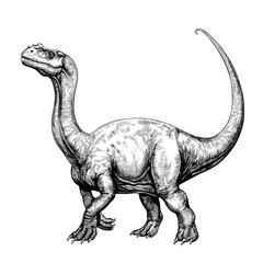 Fototapeta premium Braquiossauro Trex dinosaur 3d render Illustration black and white