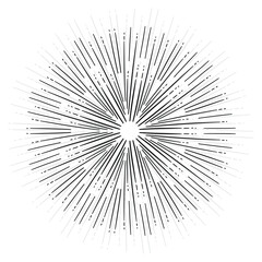 Modern sunbeams lines on white background