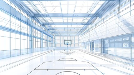 Minimalist Blueprint of Basketball Court Components Manufacturer