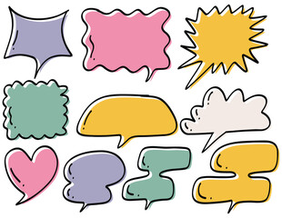 Hand-Drawn Colorful Speech Bubbles Vector Illustration - Comic Style Dialog Balloons