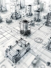 Obraz premium Detailed Blueprint of Structural Battery Components