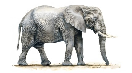 Obraz premium African elephant - Loxodonta africana female. Animals isolated on white background.