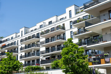 Modern apartment building seen in Berlin, Germany