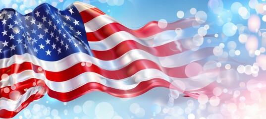 Wavy America flag. 4th of July or American independence day. Generative AI technology.